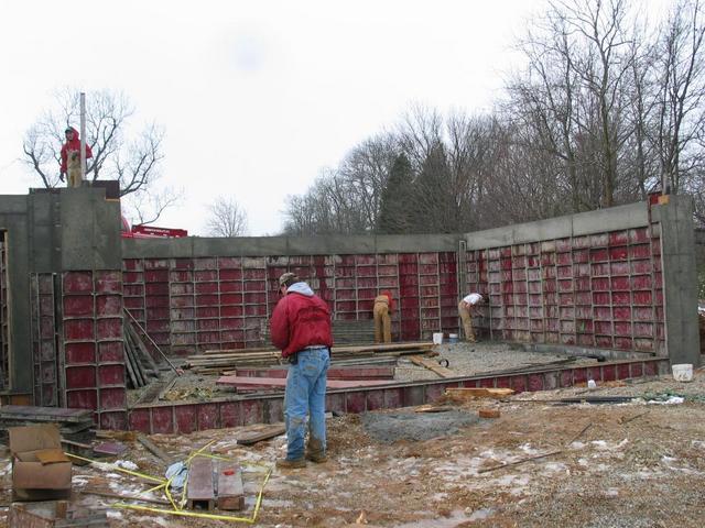 Forms being stripped off all walls.