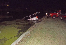 Vehicle in pond