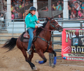 Kyla Jeffries competes in Fox Hollow Rodeo