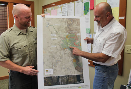 Brad Walker and Tim Weber - proposed bike trails at Versailles State Park