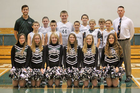 South Ripley 7th grade cheerleaders and basketball players