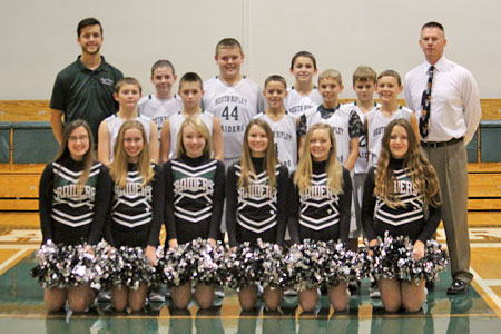 South Ripley 7th grade cheerleaders and basketball players