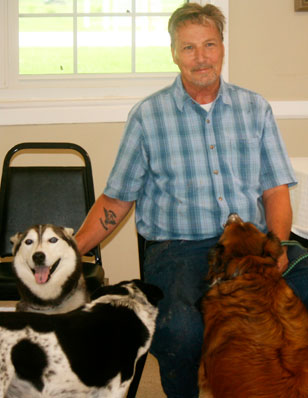 David Fleming and therapy dogs